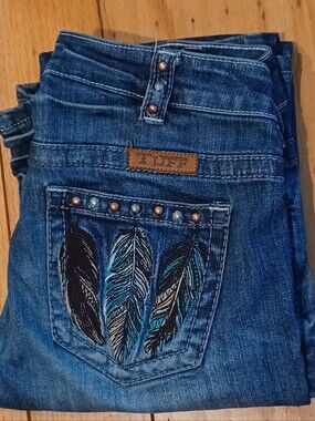 🐴💚🤎COWGIRL TUFF FLY FREE BOOTCUT JEANS 26x35